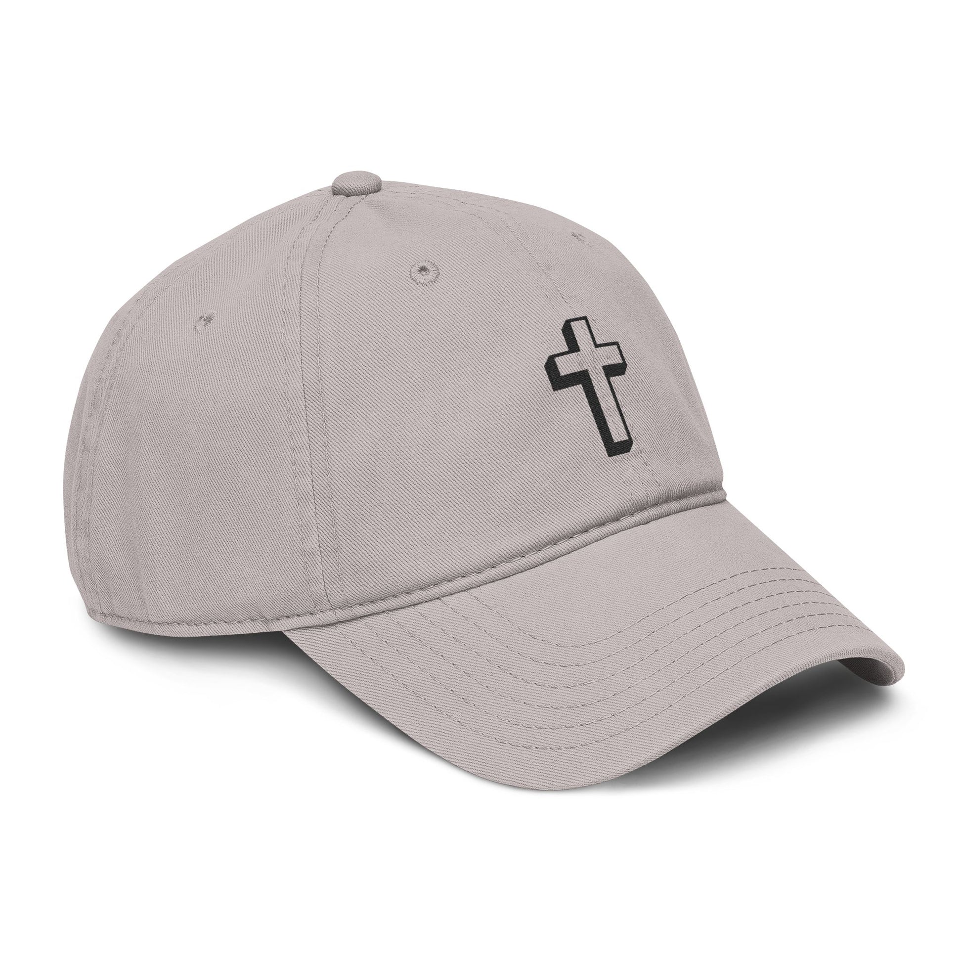 Embroidered Cross Baseball Cap — Washed Cotton Christian Hat Hats Printify