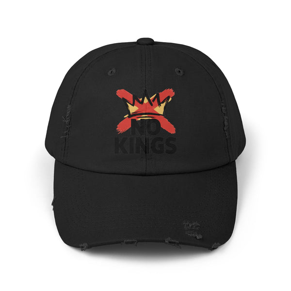 Distressed Black Cap — ‘Kings’ Crown Graphic Dad Hat Hats Printify Black One size