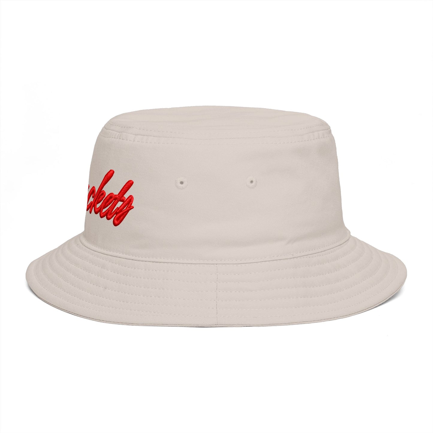Bucket Hat — Retro Script 'Bucketd' Embroidered Brown Summer Hat