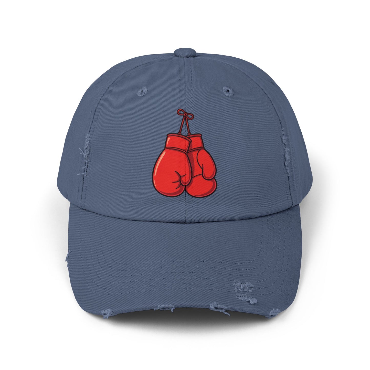 Boxing Gloves Distressed Cap - Red Gloves Dad Hat Hats Printify Scotland Blue One size