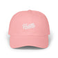 Classic Dad Cap – Minimal Script Embroidered Baseball Hat Hats Printify Pink One size