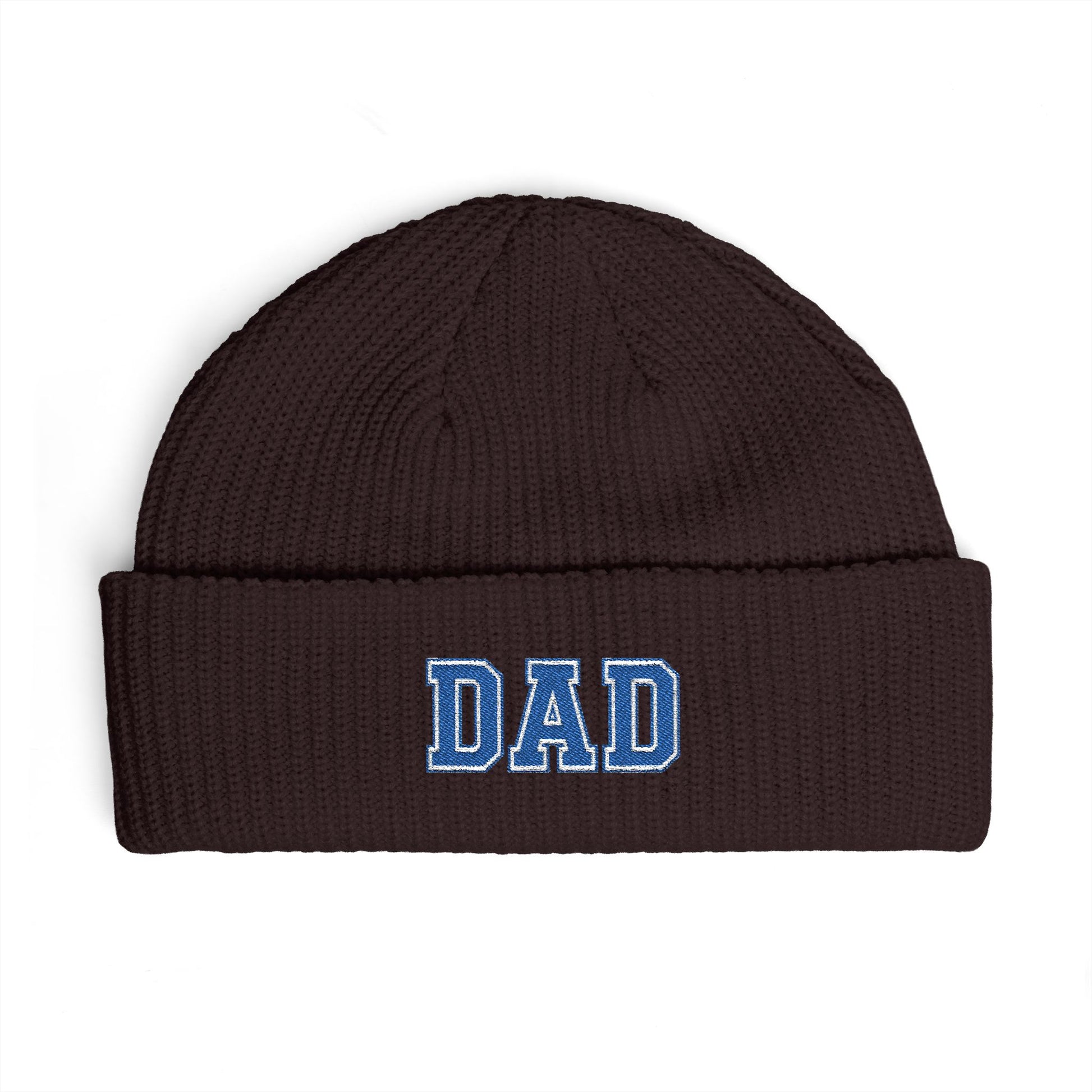 Dad Cuff Beanie — Embroidered Varsity Logo Knit Hat for Fathers, Gift for Dad Hats Printify One size Plum