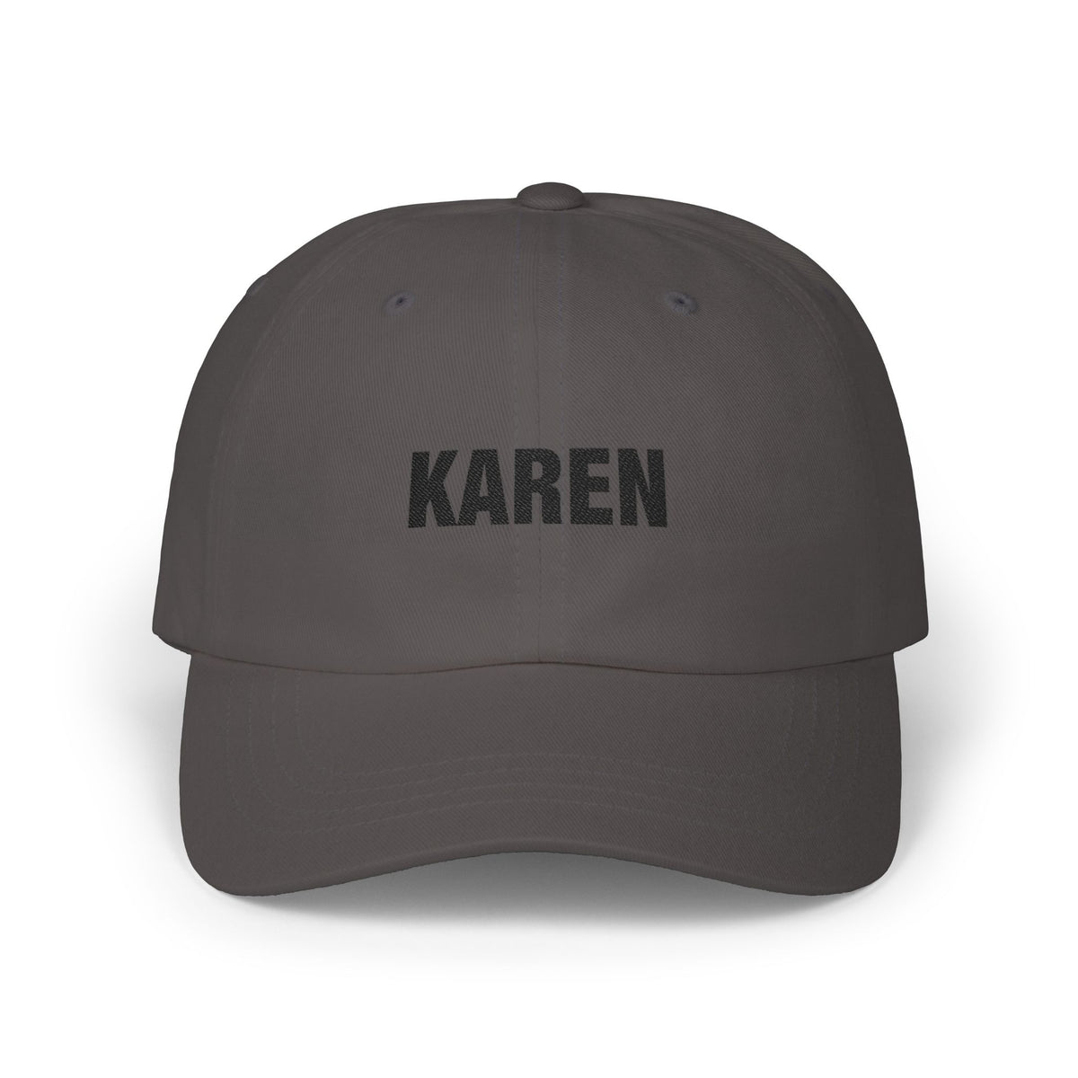 Karen Embroidered Dad Cap — Funny Personalized Name Baseball Hat Hats Printify Dark Grey One size