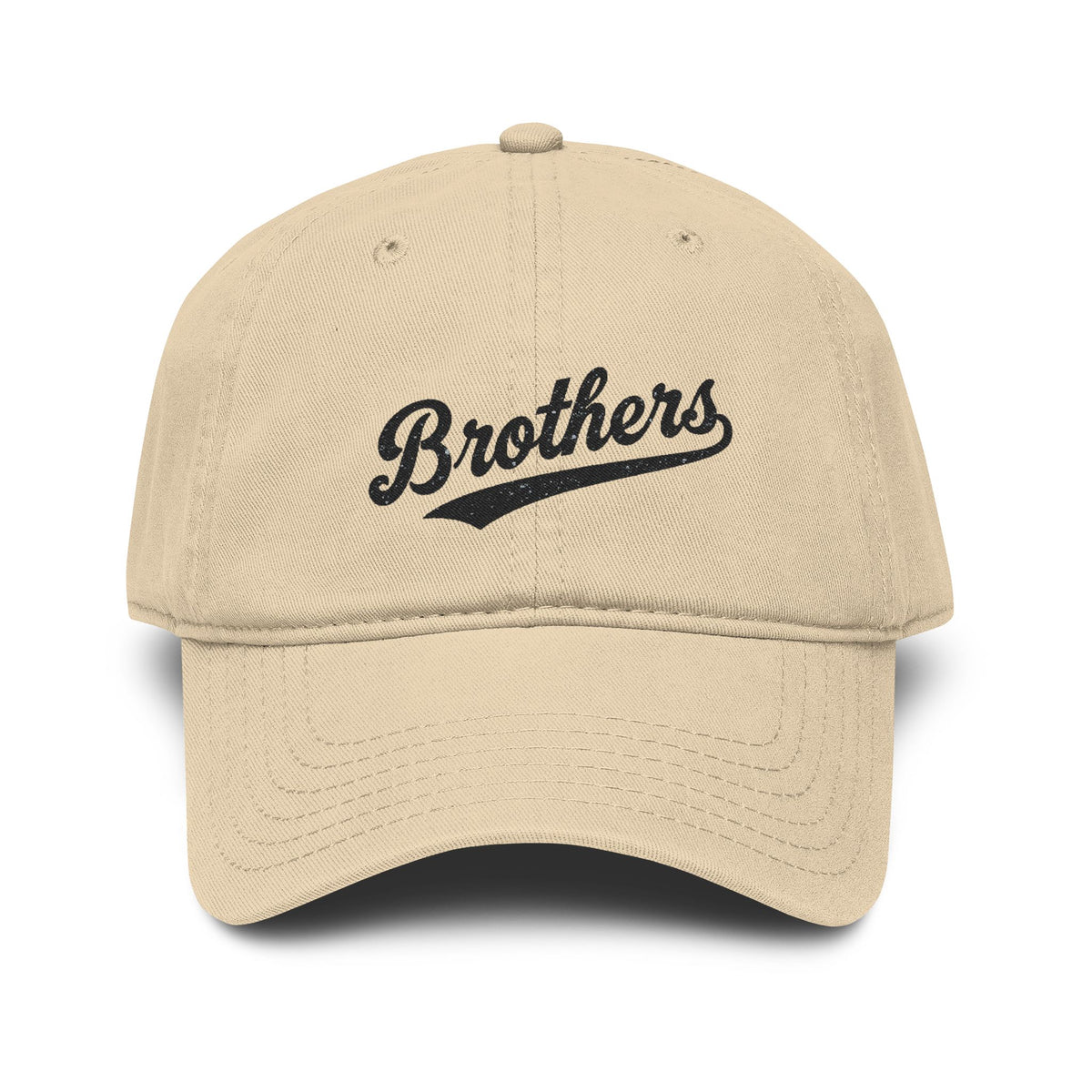 Brothers Embroidered Washed Baseball Cap Hats Printify One size Khaki