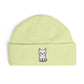 Embroidered Kitten Cuff Beanie