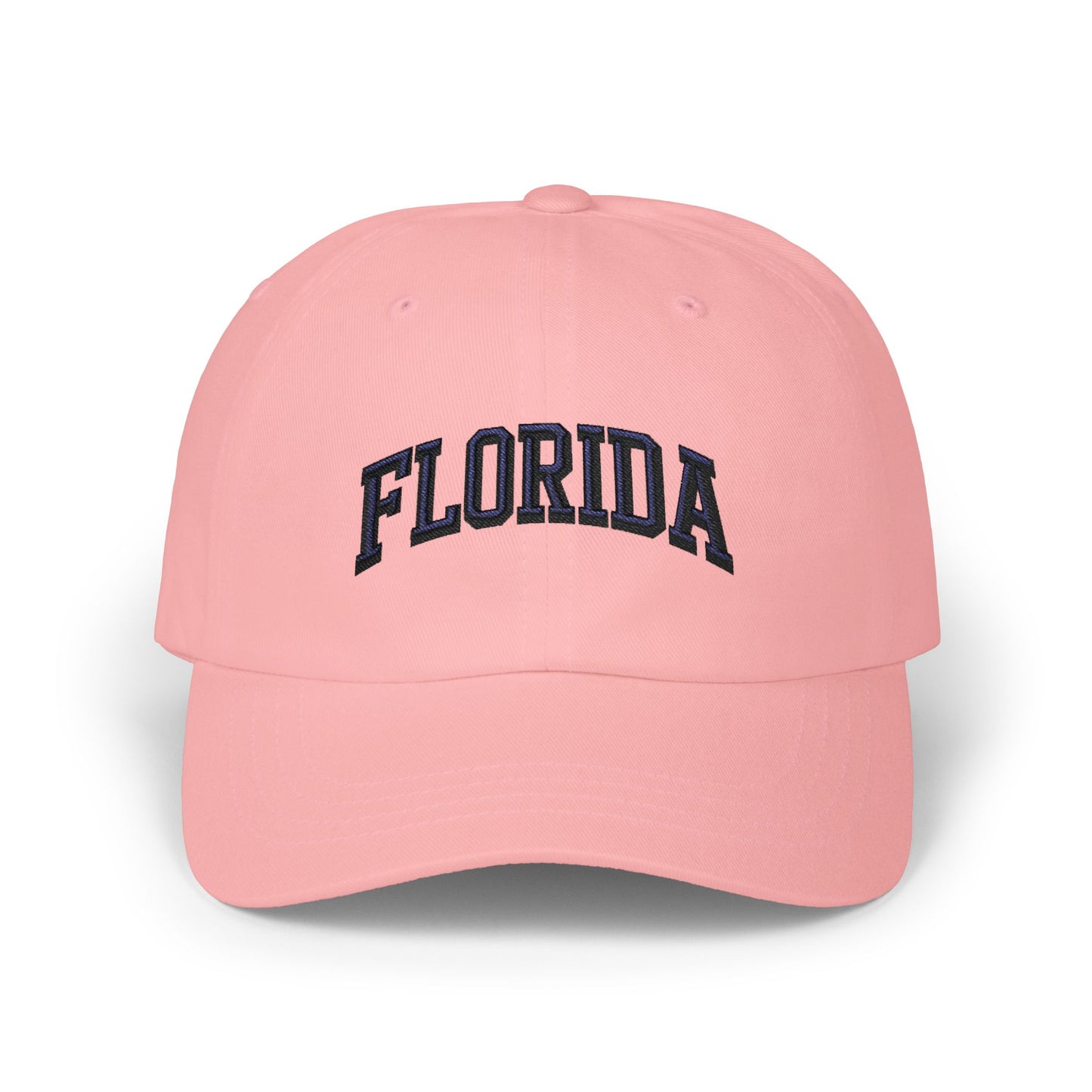 Florida Embroidered Dad Cap — Classic White Baseball Hat Hats Printify Pink One size