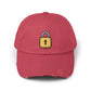 Padlock Distressed Cap — Minimal Lock Embroidered Baseball Hat Hats Printify Dashing Red One size