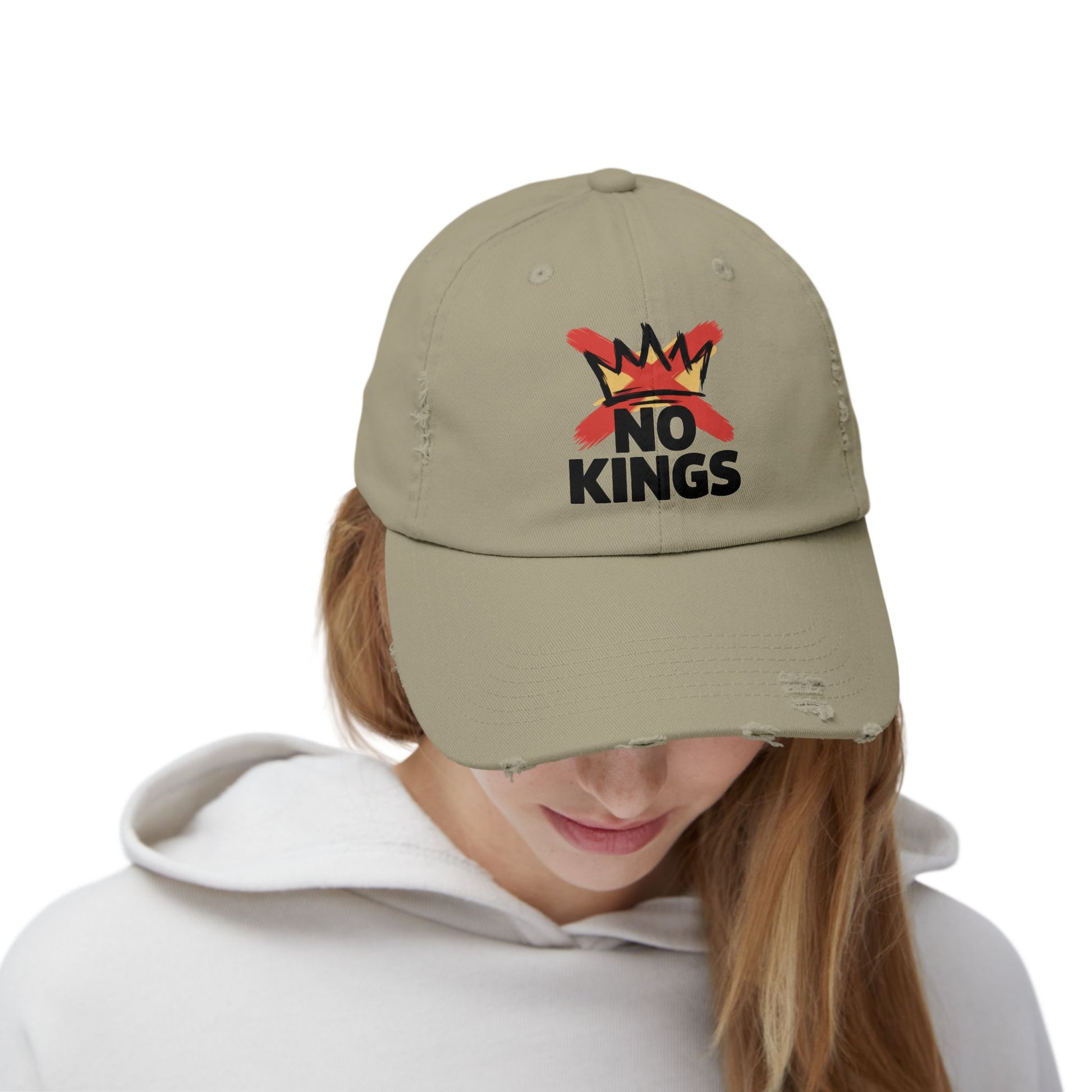 Distressed Black Cap — ‘Kings’ Crown Graphic Dad Hat Hats Printify