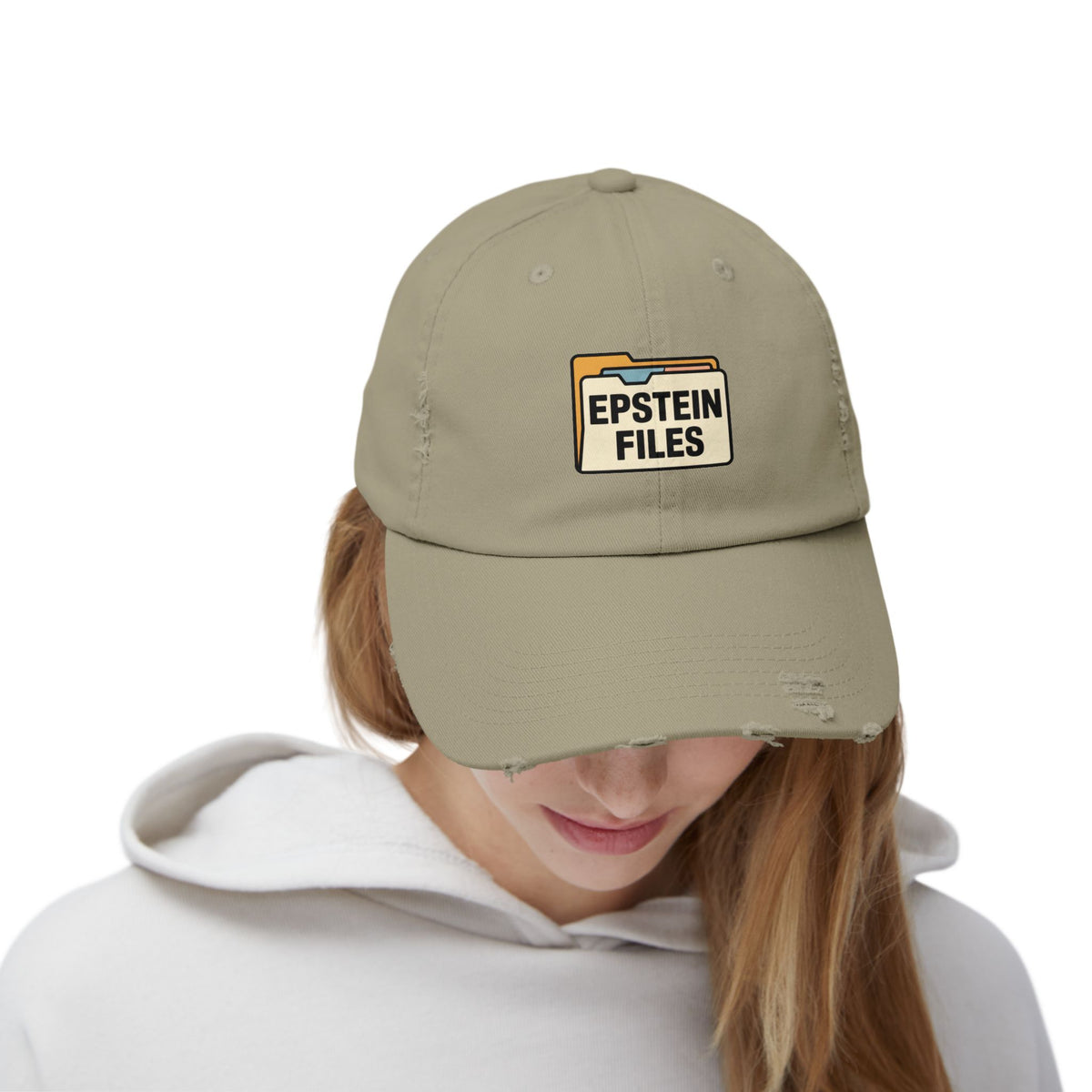 Distressed Cap — "Epstein Files" Vintage Folder Patch Hats Printify
