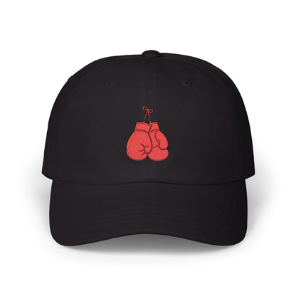 Dad Cap with Red Boxing Gloves Embroidery – Vintage Sports Baseball Hat Hats Printify Black One size