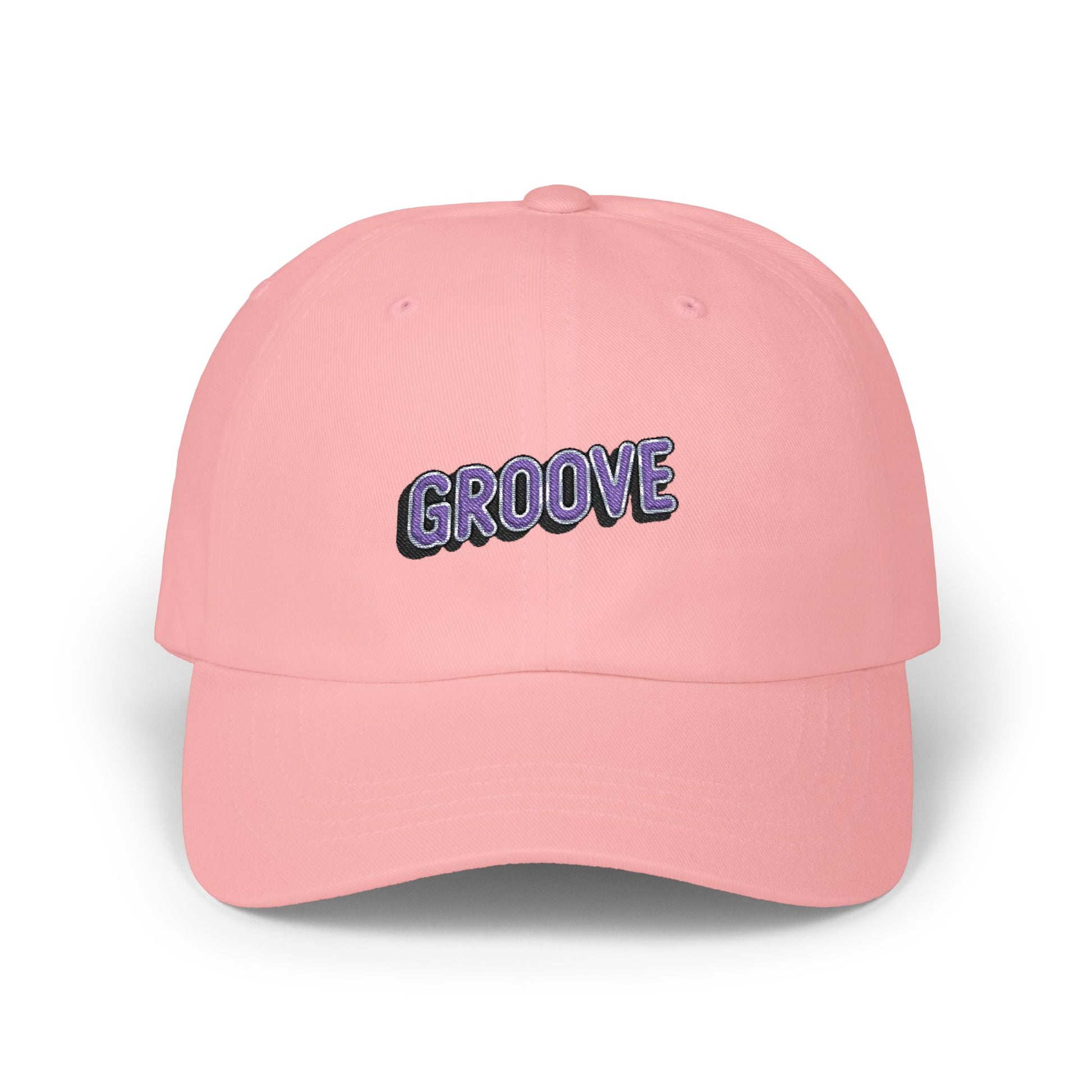 Groove Embroidered Dad Cap – Retro Purple 90s Vibe Adjustable Hat Hats Printify Pink One size