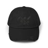 Black Distressed Cap with Vintage Crossed Symbols Hats Printify Black One size