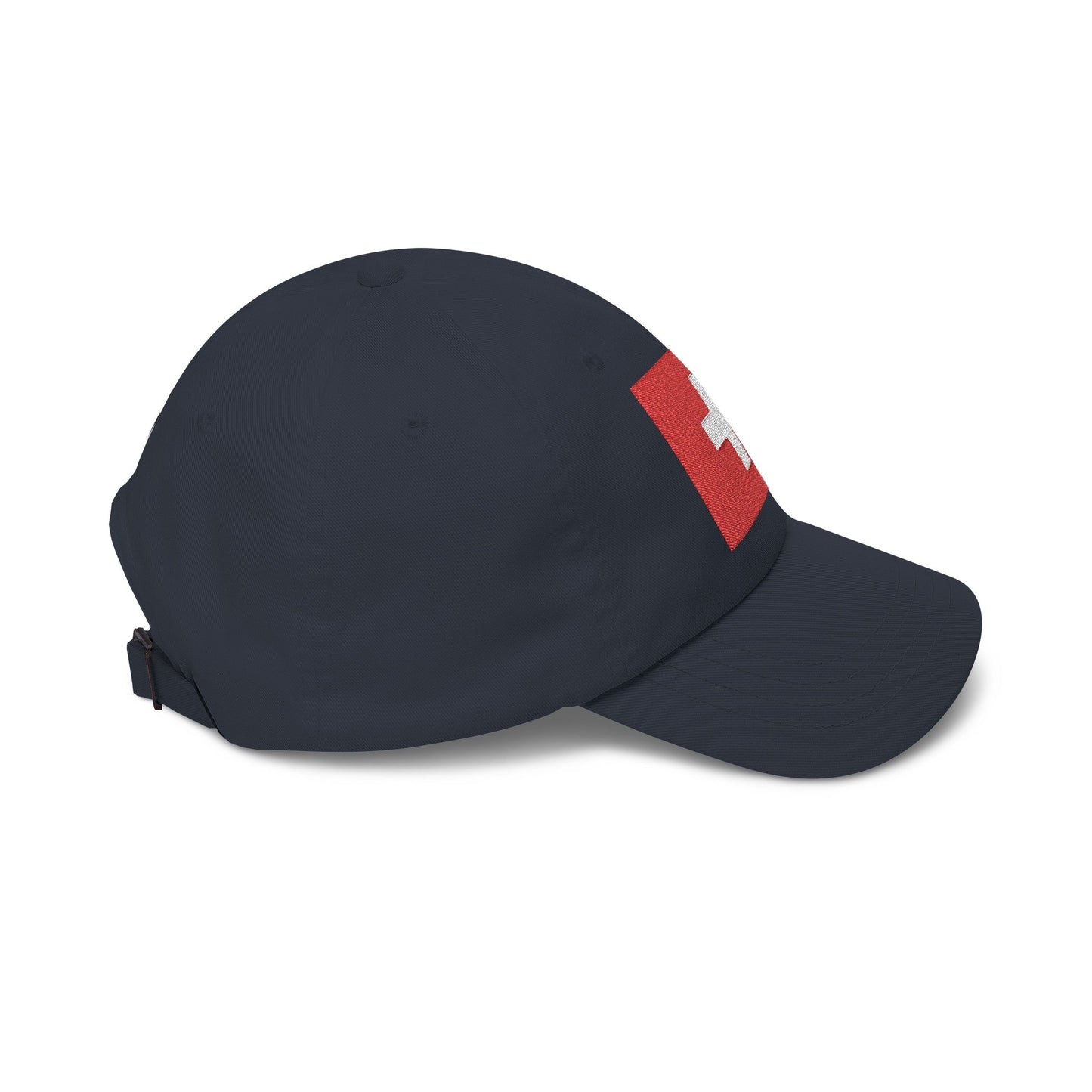 Dad Cap with Swiss Flag Embroidered Patch — Classic White Adjustable Hat