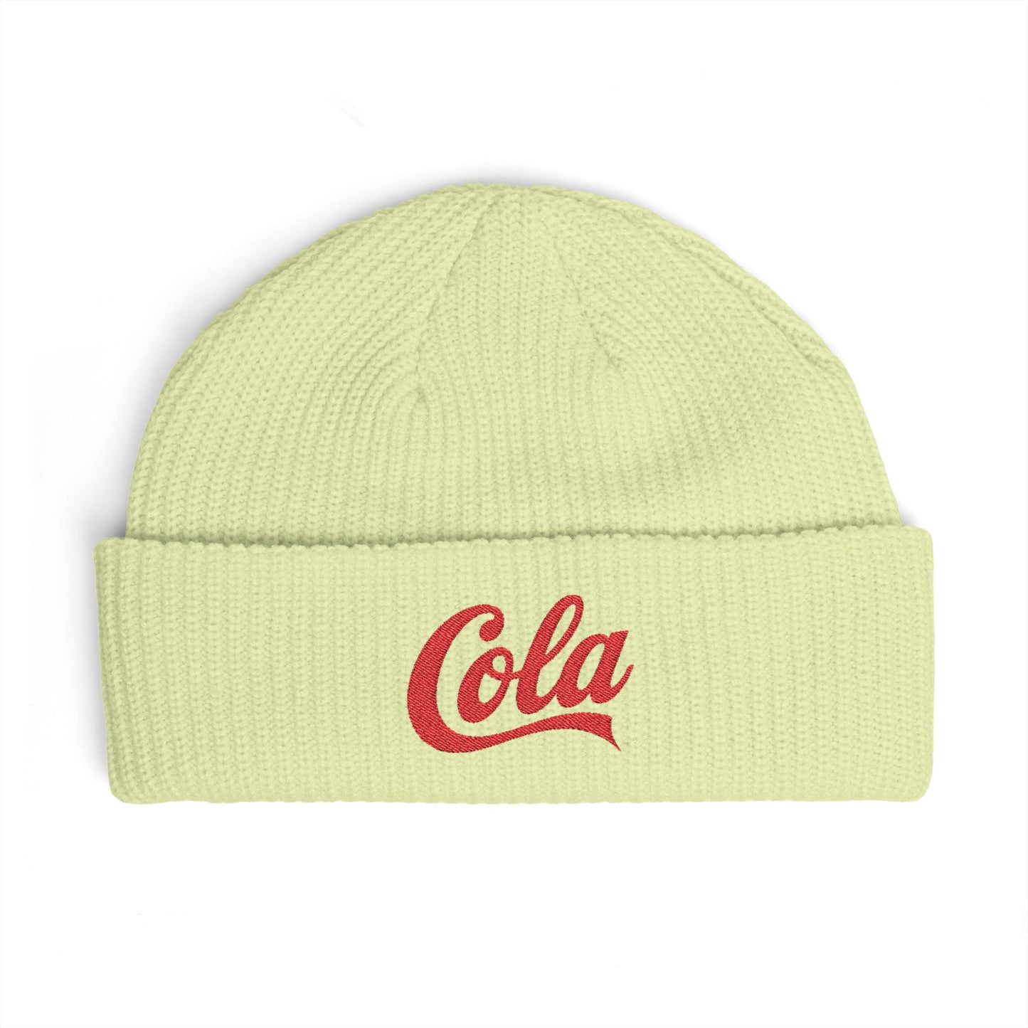 Cola Cuff Beanie — Retro Script Knit Hat Hats Printify