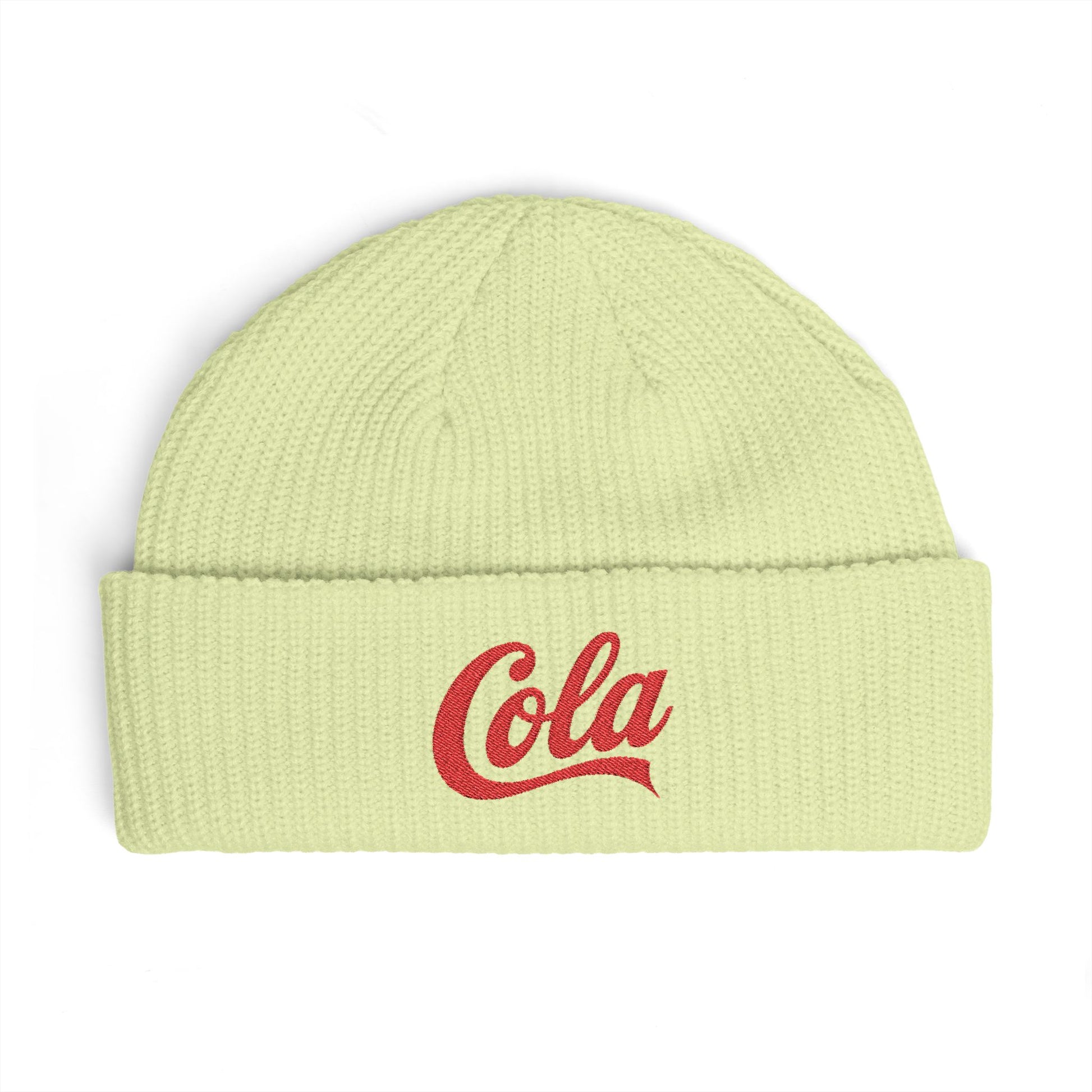 Cola Cuff Beanie — Retro Script Knit Hat Hats Printify