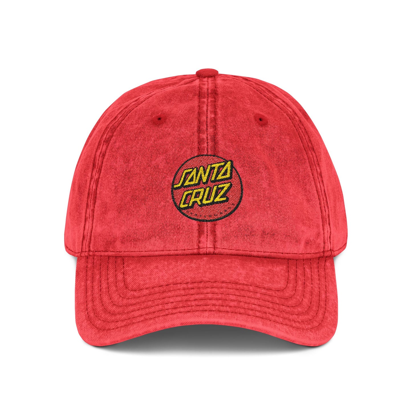 Vintage Embroidered Cap — Santa Cruz Retro Baseball Hat Hats Printify One size Red