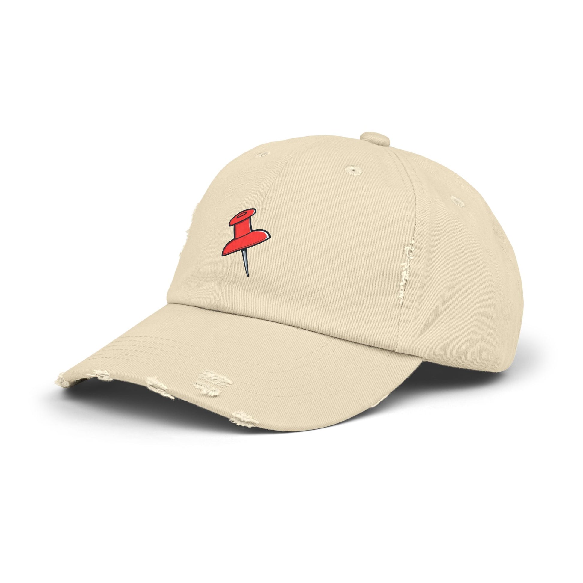 Pushpin Embroidered Distressed Cap Hats Printify