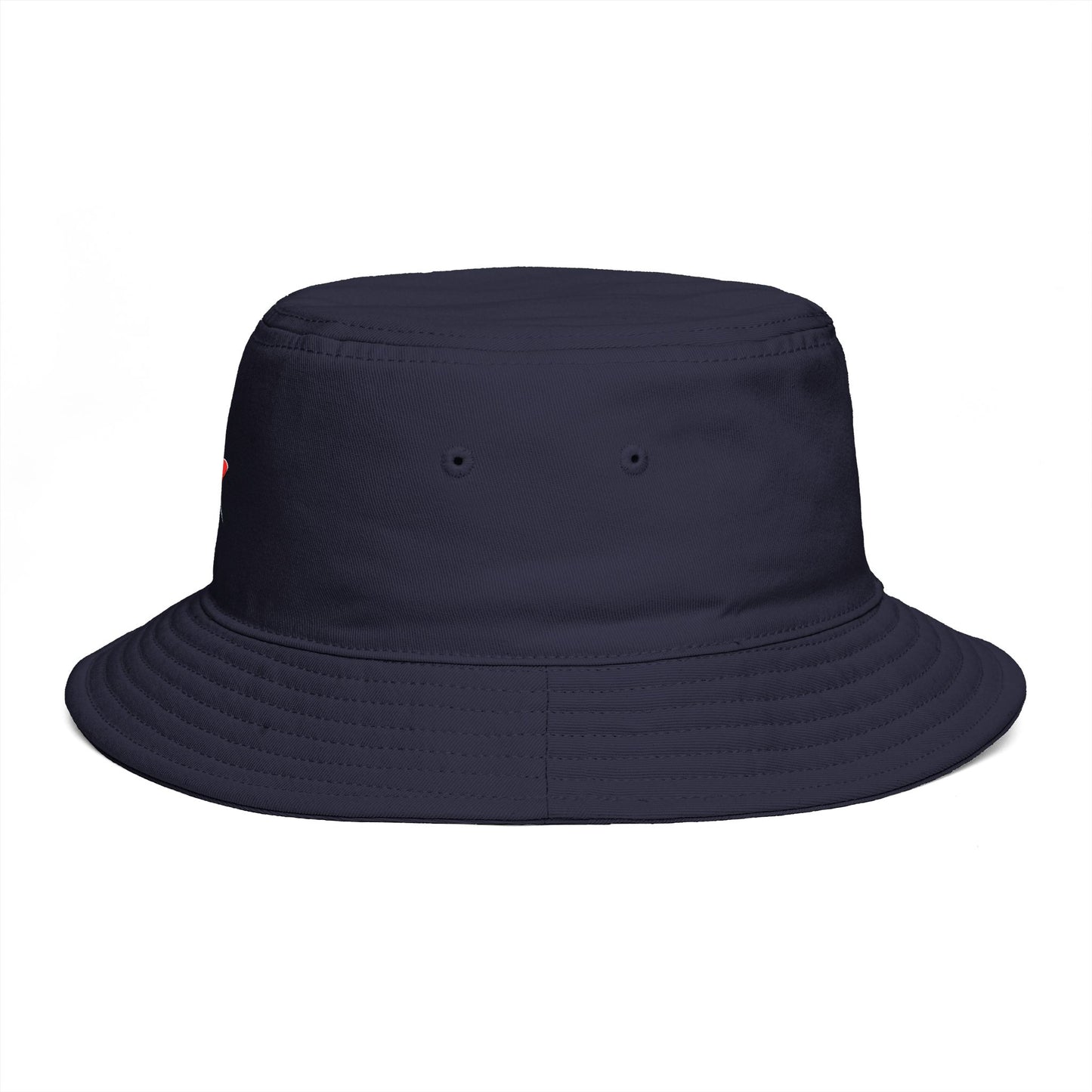 Red Pushpin Embroidered Bucket Hat - Minimal Casual Sun Hat