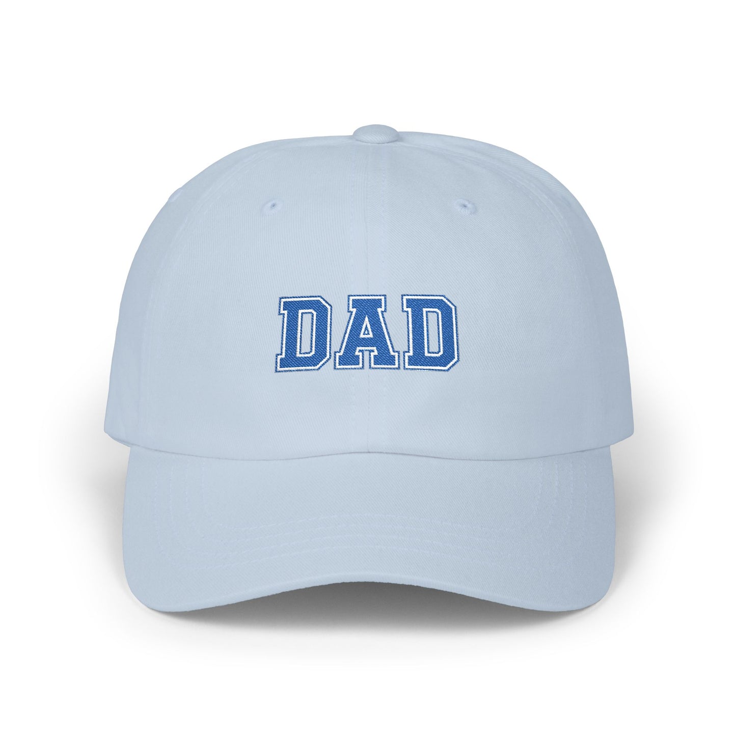 DAD Embroidered Classic Dad Cap – Vintage Varsity Baseball Hat for Fathers Hats Printify Light Blue One size