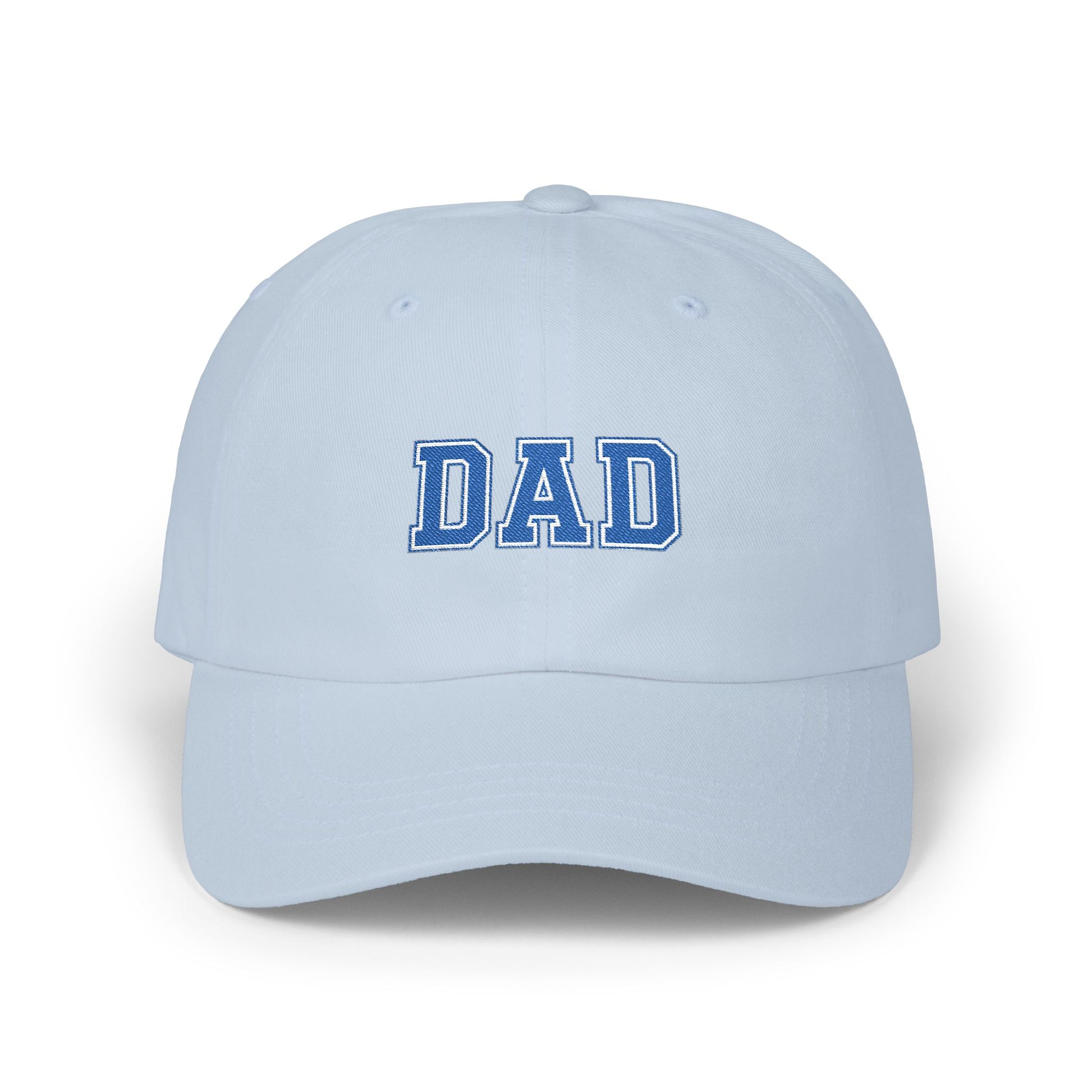 DAD Embroidered Classic Dad Cap – Vintage Varsity Baseball Hat for Fathers Hats Printify Light Blue One size