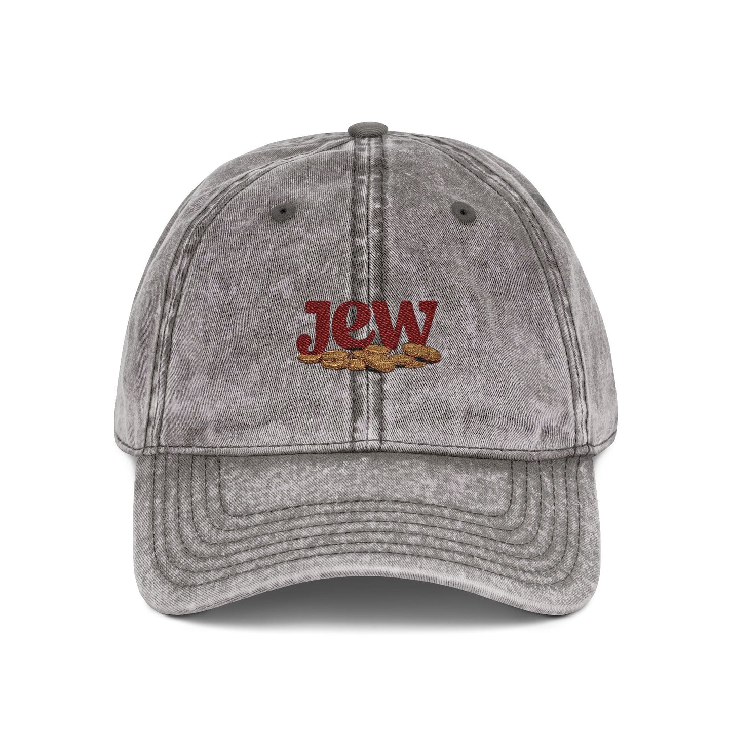 Vintage Embroidered Cap - JGW Logo Distressed Baseball Hat Hats Printify One size Charcoal Grey