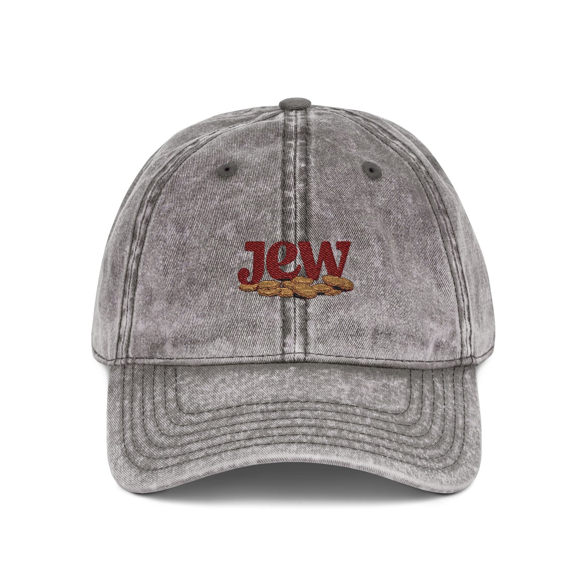 Vintage Embroidered Cap - JGW Logo Distressed Baseball Hat Hats Printify One size Charcoal Grey