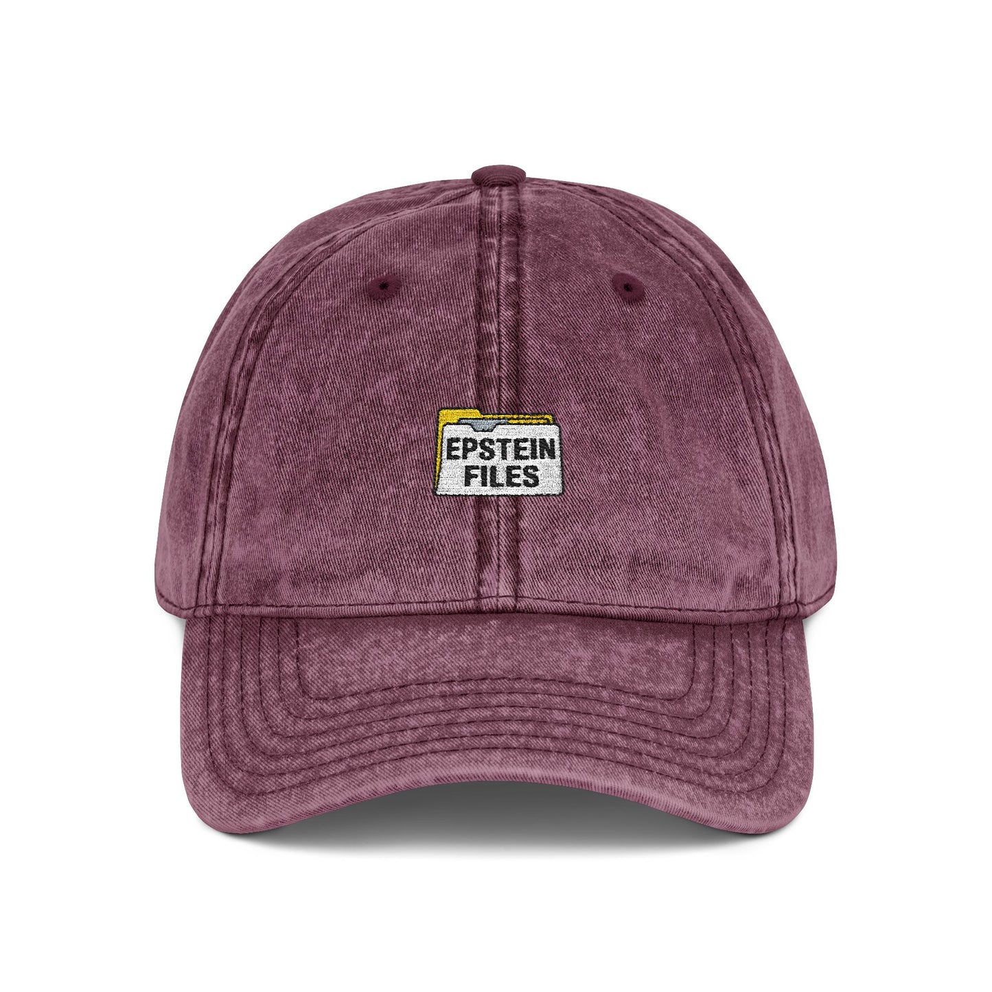 Embroidered Vintage Cap — "Epstein Files" Patch Dad Hat Hats Printify One size Maroon