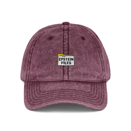 Embroidered Vintage Cap — "Epstein Files" Patch Dad Hat Hats Printify One size Maroon