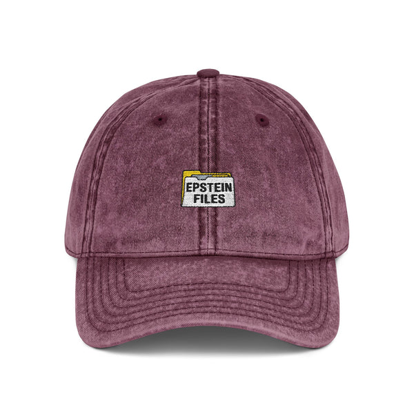 Embroidered Vintage Cap — "Epstein Files" Patch Dad Hat Hats Printify One size Maroon