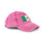 Vintage Mexican Flag Embroidered Cap — Distressed Gray Baseball Hat Hats Printify