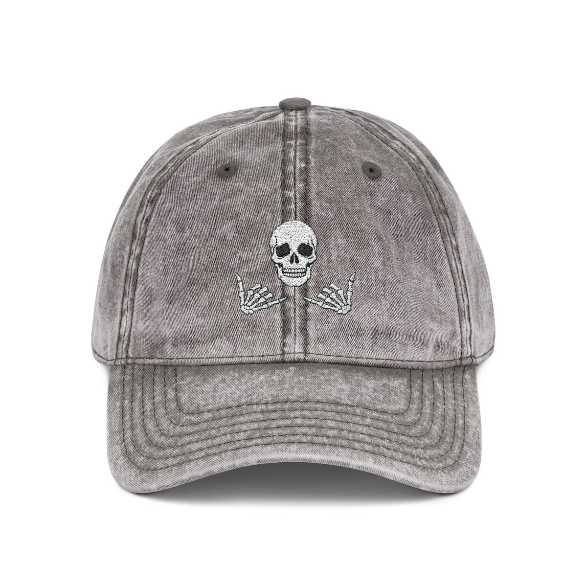 Dead Chill – Skull & Skeleton Hands Baseball Cap Hats Printify One size Charcoal Grey