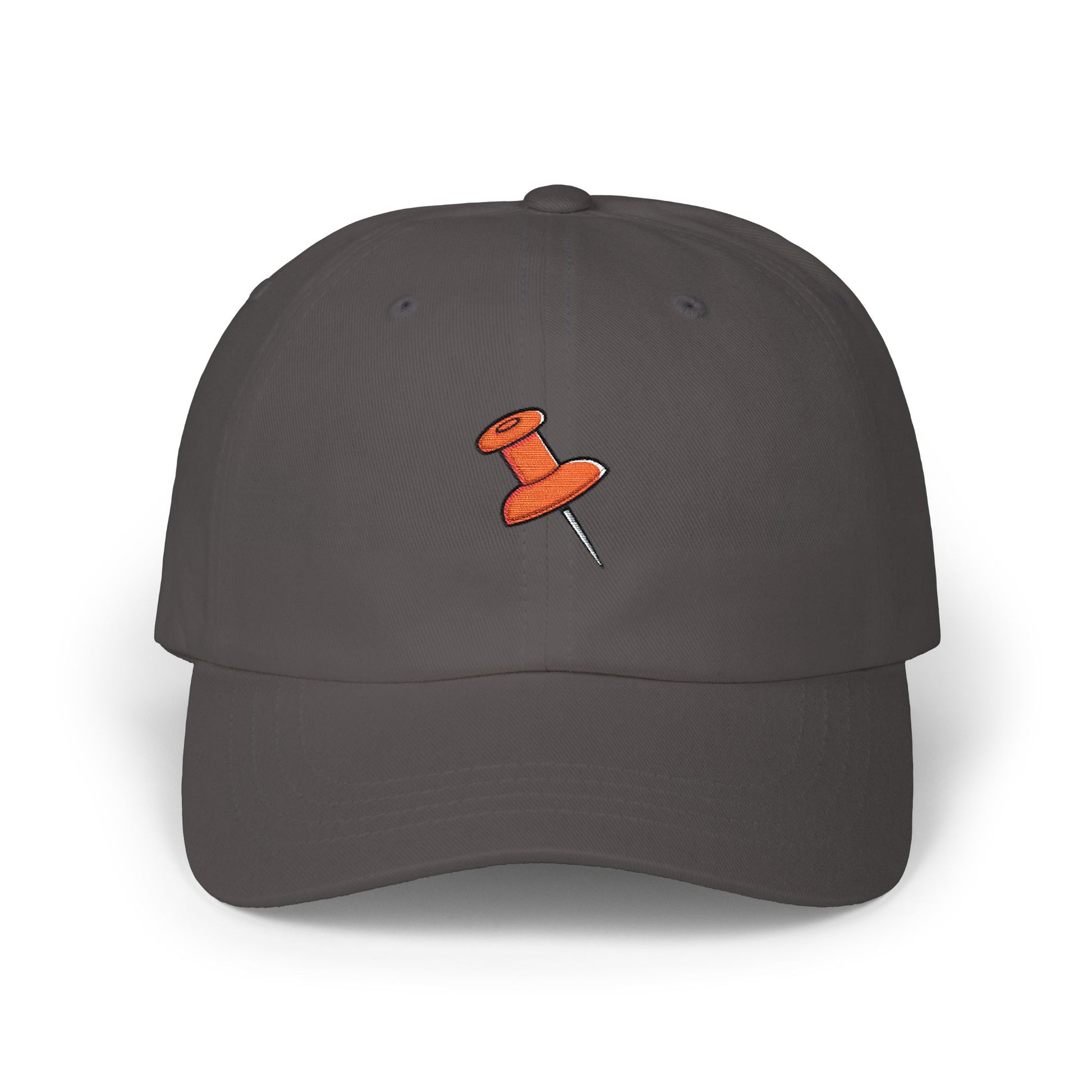 Embroidered Pushpin Dad Cap – Minimal Retro Office Hat Hats Printify Dark Grey One size