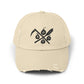Black Distressed Cap with Vintage Crossed Symbols Hats Printify Stone One size