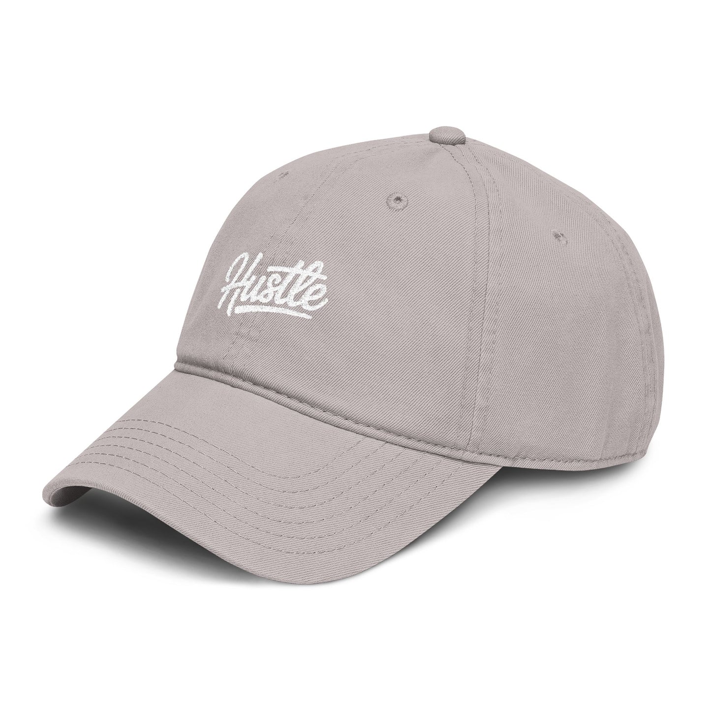 Hustle Washed Baseball Cap — Vintage Script Embroidered Hat Hats Printify