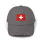 Swiss Flag Distressed Cap — Vintage Red Cross Baseball Hat Hats Printify Nickel One size