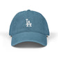 Embroidered Denim Baseball Hat – Classic LA Logo Cap Hats Printify One size Blue