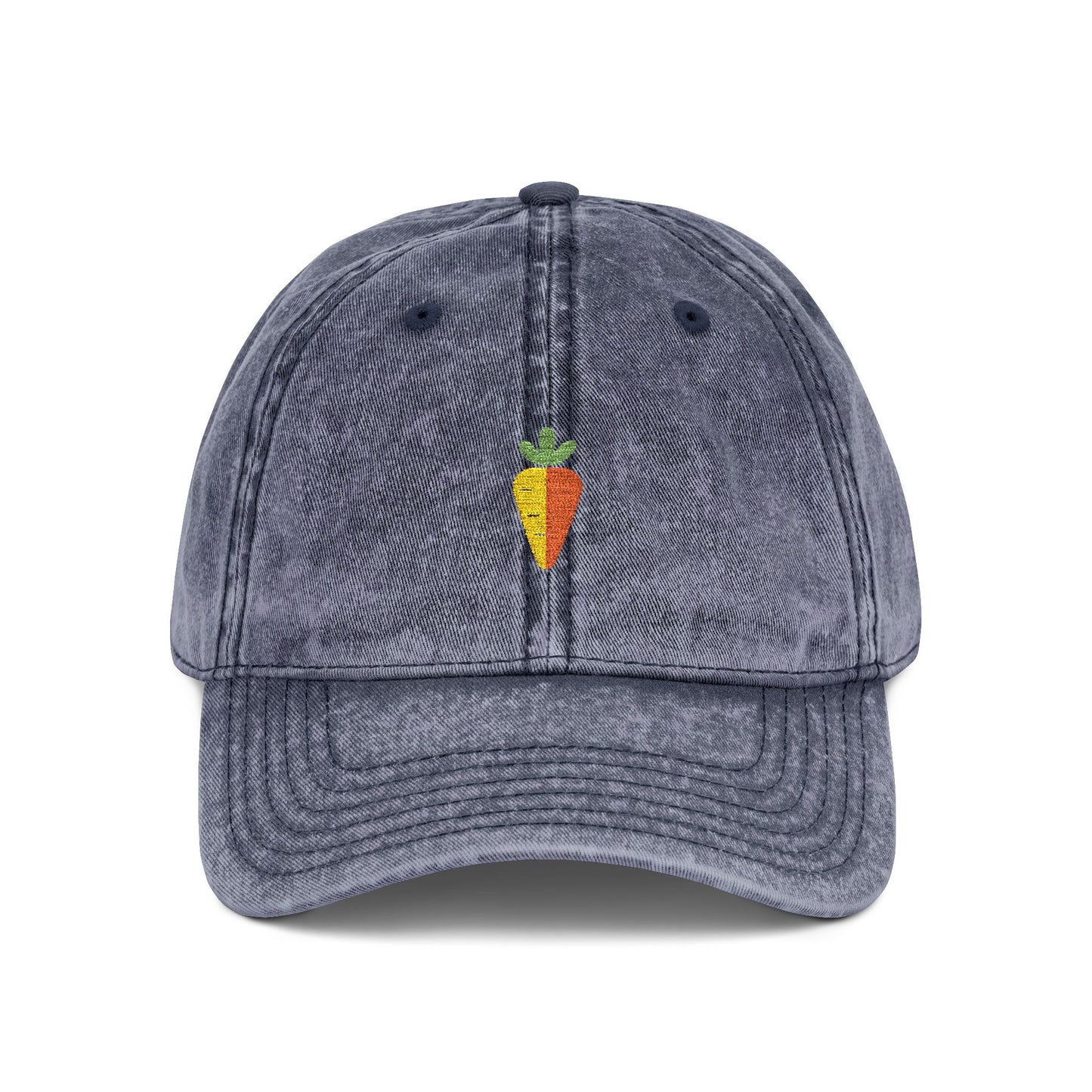 Vintage Embroidered Carrot Dad Hat – Washed Grey Cotton Cap Hats Printify One size Navy