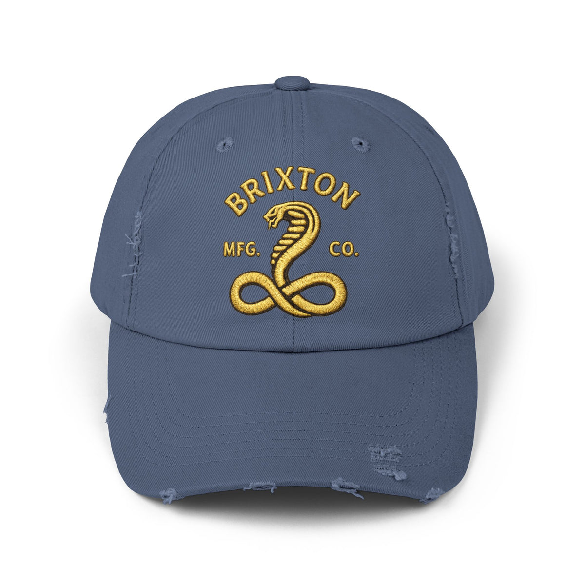 Distressed Brixton Cobra Cap — Vintage Embroidered Snake Hat Hats Printify Scotland Blue One size