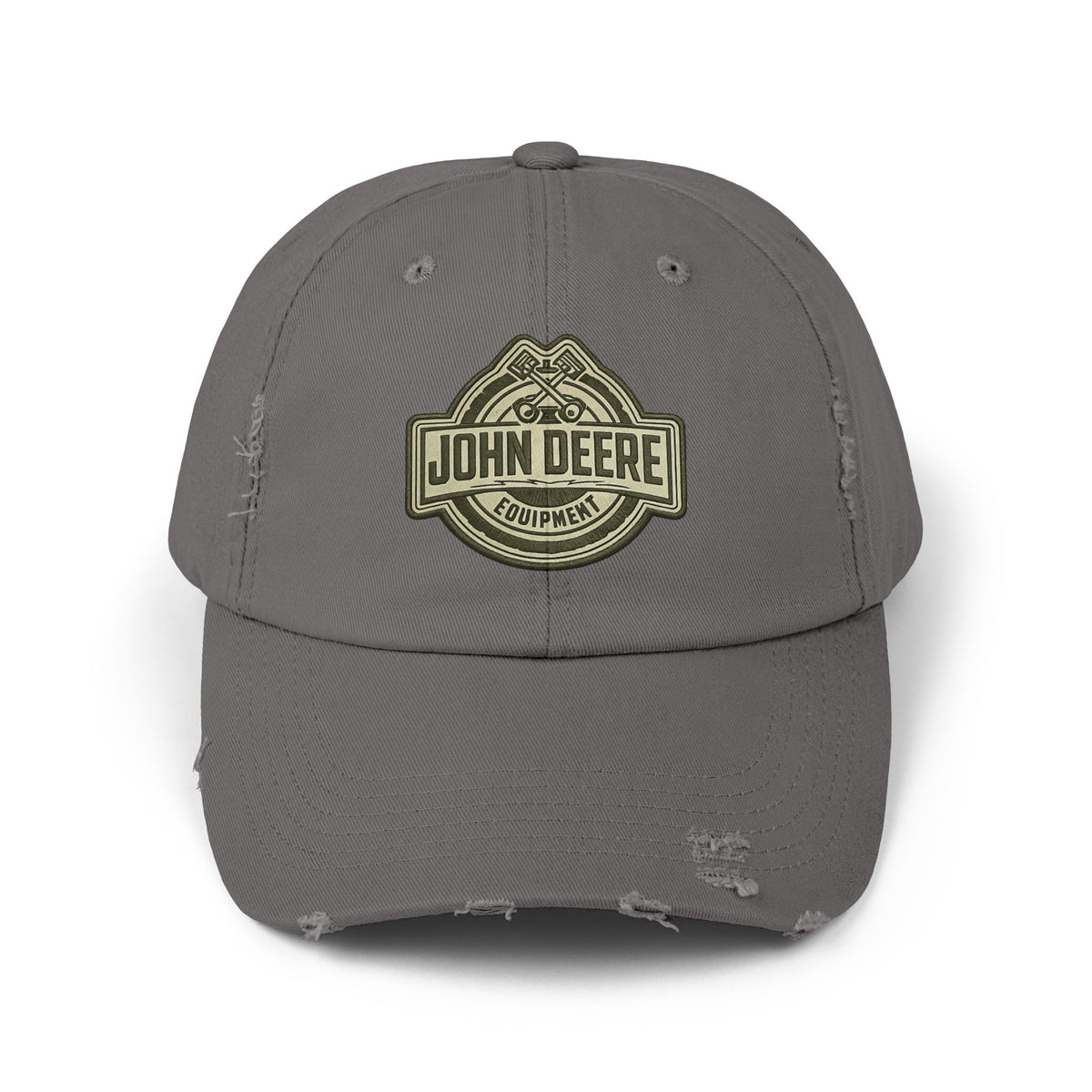 Distressed John Deere Logo Cap — Vintage Farm Equipment Baseball Hat Hats Printify Nickel One size