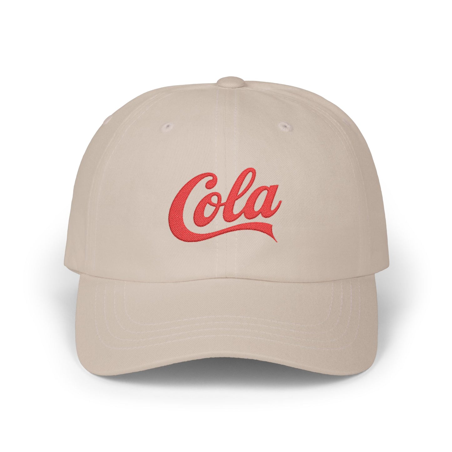 Cola Embroidered Dad Cap – Retro Soda Logo Baseball Hat Hats Printify Stone One size