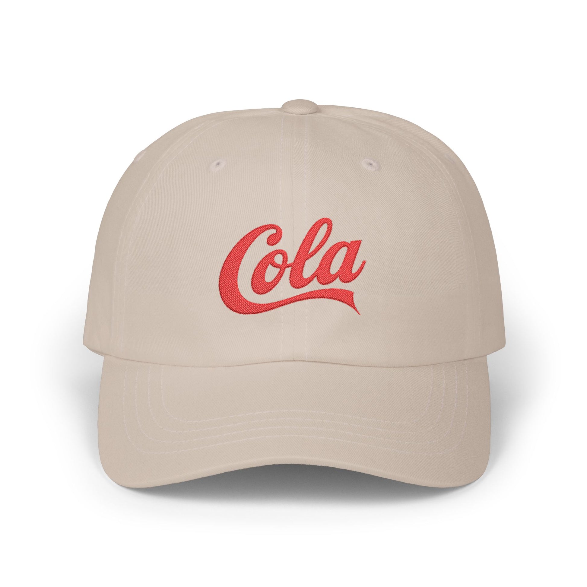 Cola Embroidered Dad Cap – Retro Soda Logo Baseball Hat Hats Printify Stone One size