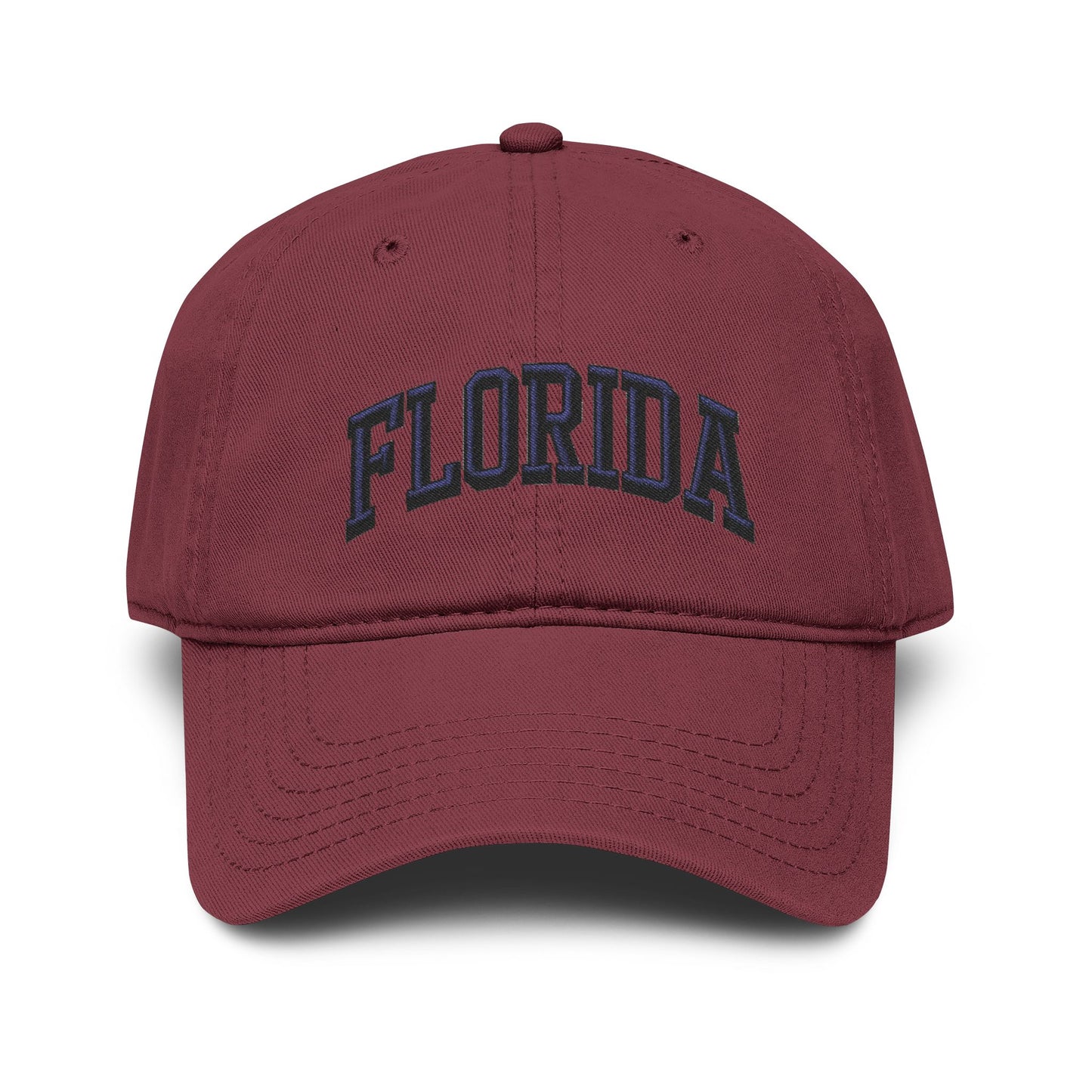 Florida Embroidered Washed Baseball Cap Hats Printify One size Maroon