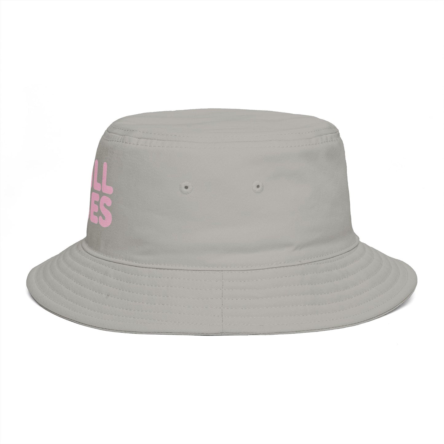 Chill Vibes Bucket Hat — Retro Pink Text Cotton Sun Hat