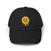 Distressed Melting Smiley Cap — Grunge Drip Dad Hat Hats Printify Black One size