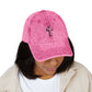 Vintage Embroidered Cross Cap — Distressed Red Dad Hat Hats Printify