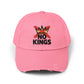 Distressed Black Cap — ‘Kings’ Crown Graphic Dad Hat Hats Printify True Pink One size