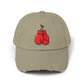 Boxing Gloves Distressed Cap - Red Gloves Dad Hat Hats Printify Light Olive One size