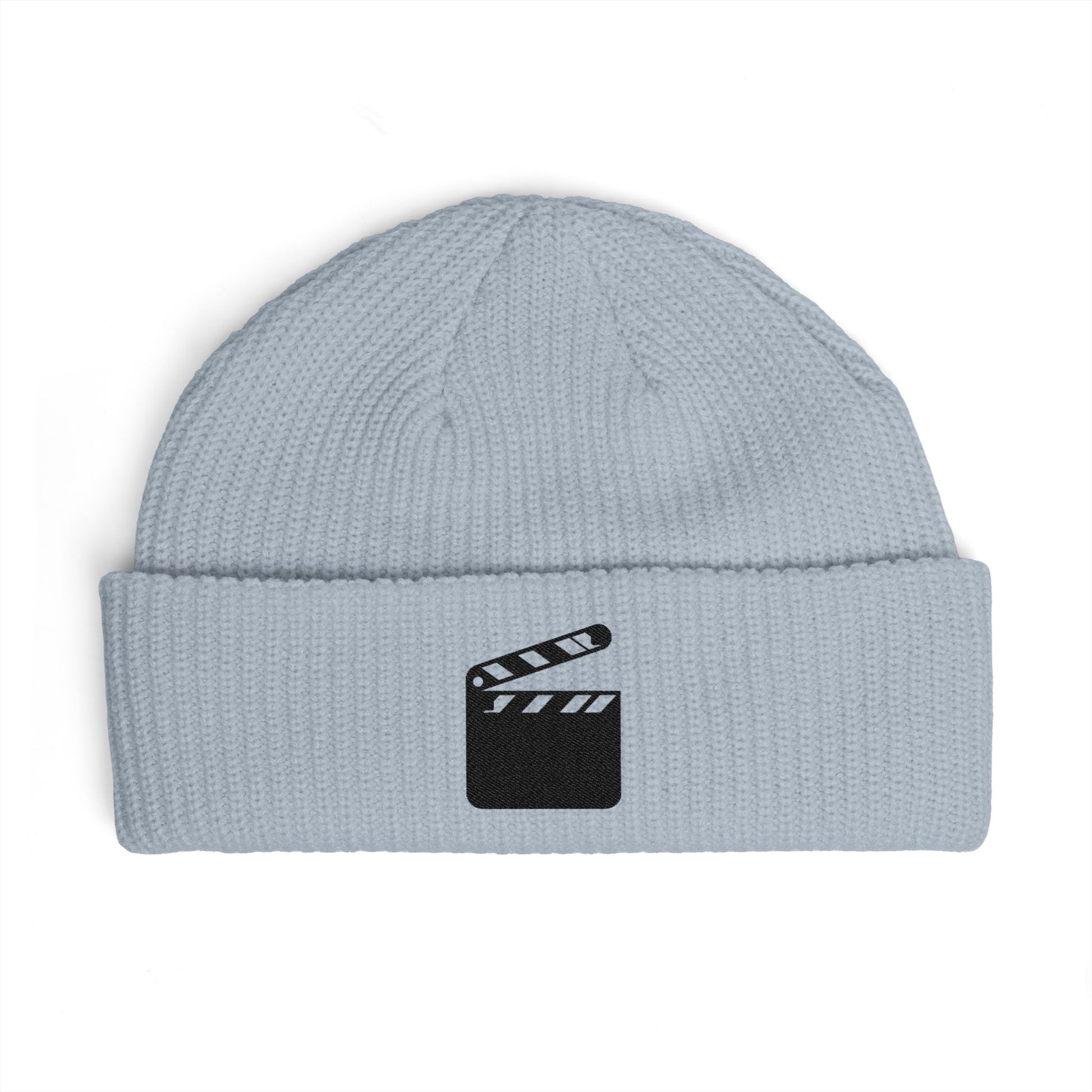 Film Clapper Cuff Beanie — Embroidered Movie Crew Knit Hat Hats Printify One size Powder