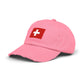 Swiss Flag Distressed Cap — Vintage Red Cross Baseball Hat Hats Printify