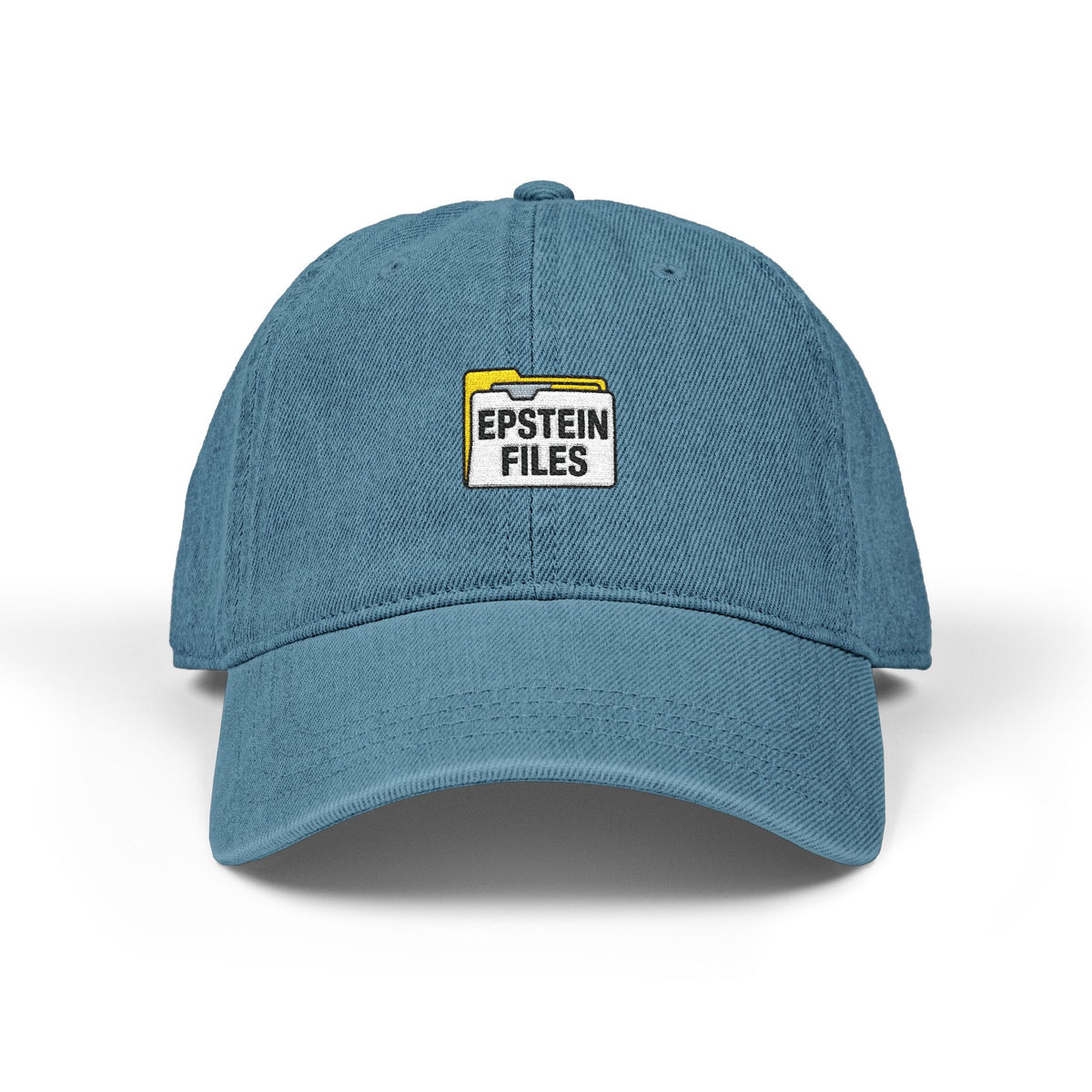 Embroidered 'Epstein Files' Denim Hat — Black Dad Cap Hats Printify One size Blue